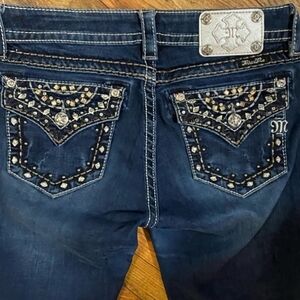Gorgeous Miss Me Signature Boot Jeans With Embellished Pockets 30" Inseam